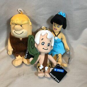 Vintage Flintstones Rubbles Family Bag Plush Set 1999